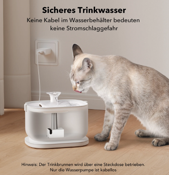 (2.5L) Wasserautomat Dockstream Water Fountain Katzen Trinkbrunnen Hunde Wasserspender (PL-WF005-91W) - Weiss