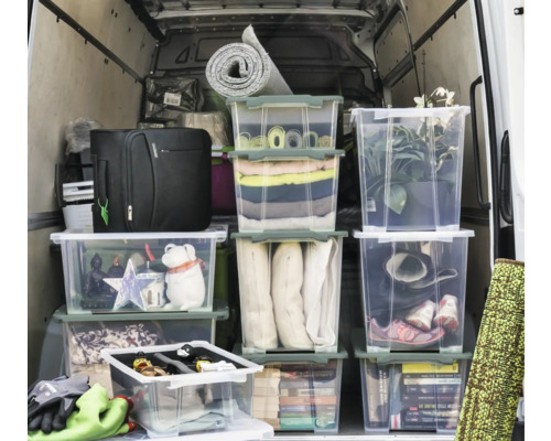 Rotho Box met deksel en wielen Evo Safe 65 l transparant 59x41,2x39,5 cm