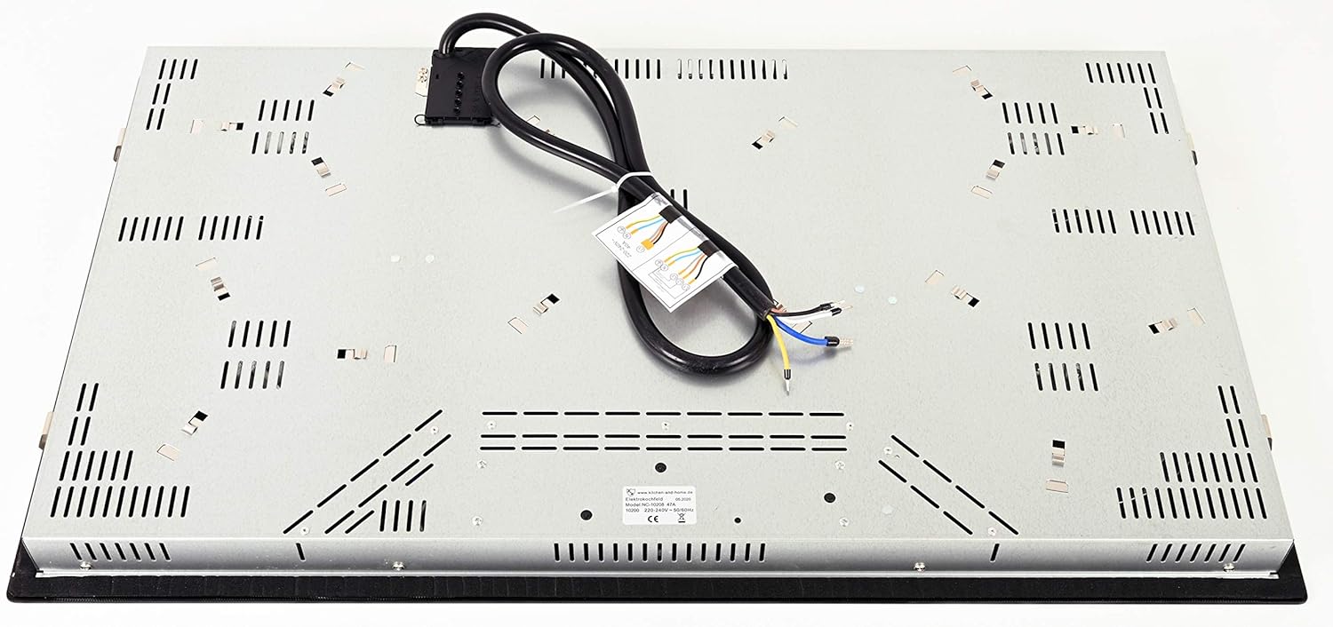 K&H Glaskeramikkochfeld NC-10208 [5 ZONEN] - Herdplatte 5 Kochfelder - Kochfeld 5 Platten Autark - Kochplatten 5er - Starkstrom-Anschluss - Ohne Stecker - 90CM - 10200 Watt - 9 Leistungsstufen