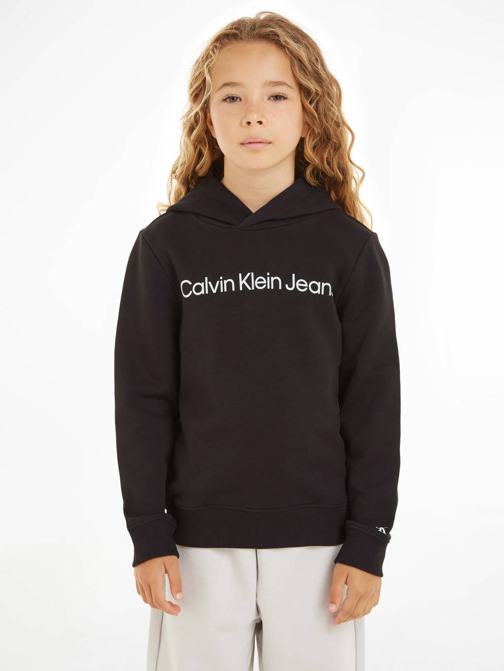 Calvin Klein hoodie Terry met logo zwart