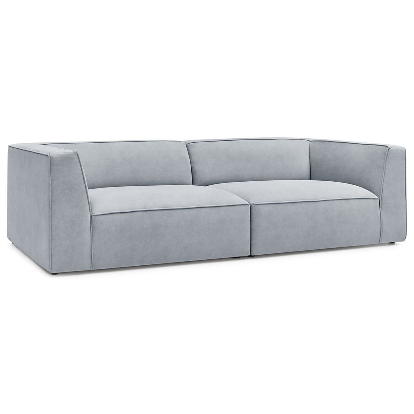 Bobochic Canapé droit fixe 4 places en Velours Molière gris clair - 273x99x71 cm