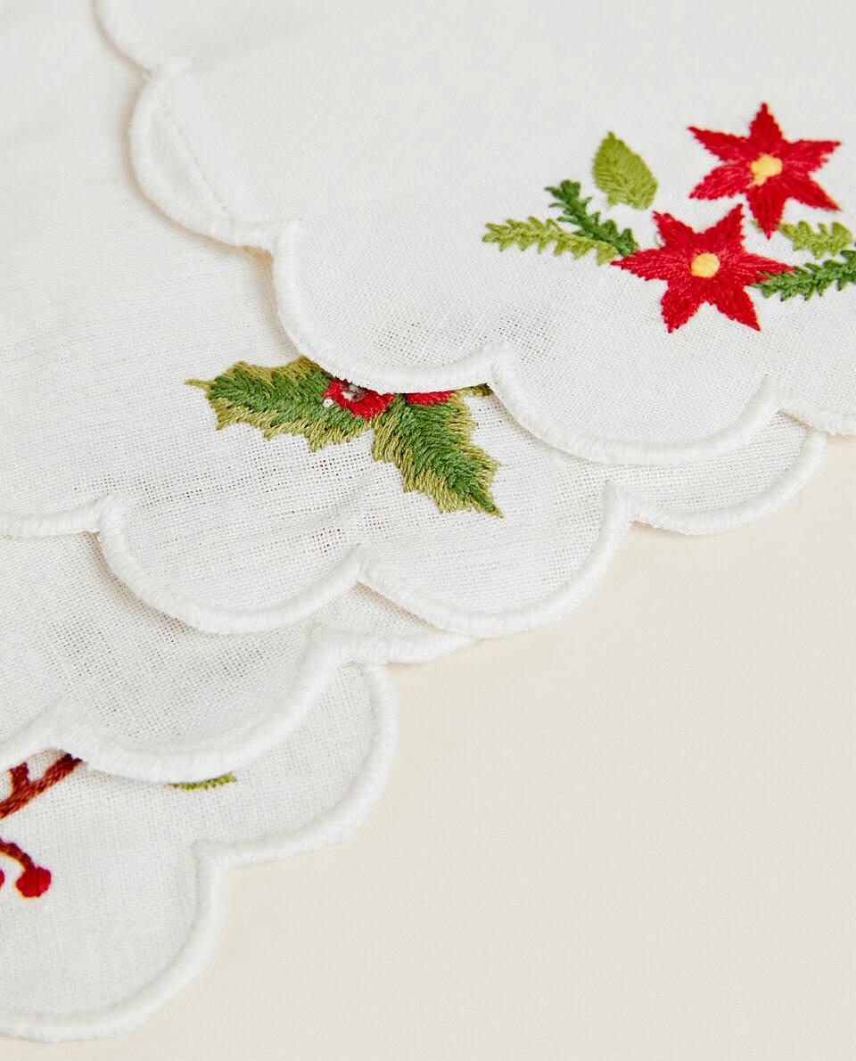 Conjunto de porta-copos de Natal bordados (pacote com 4)