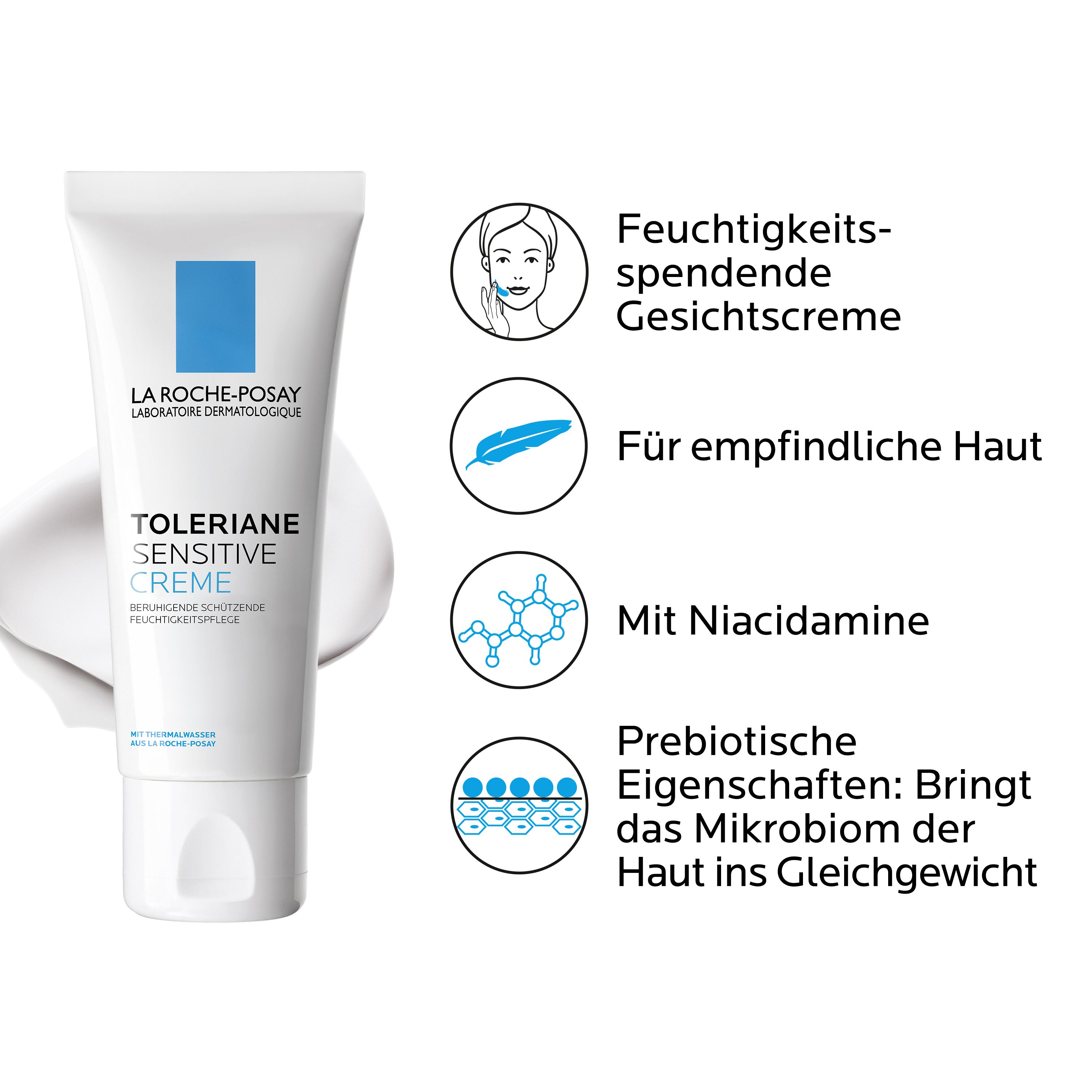 La Roche Posay Toleriane Sensitive Creme, beruhigende und hydratisierende Gesichtscreme für empfindliche Haut