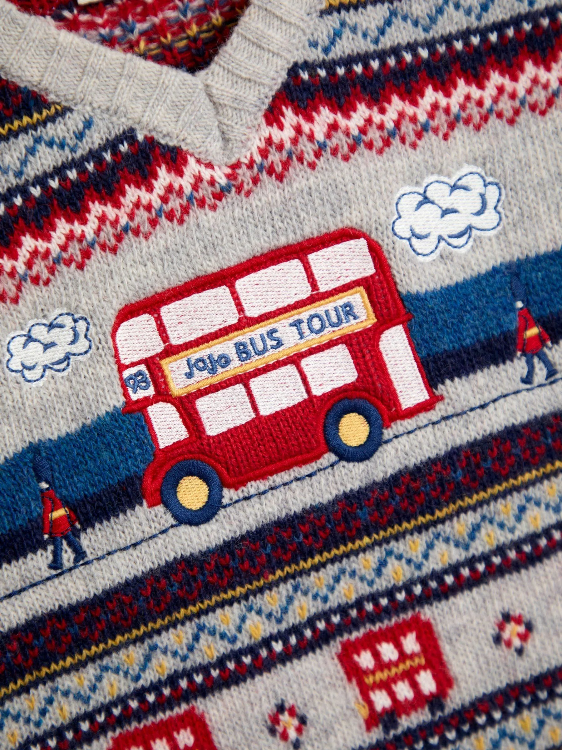 Grijze Londense bus - JoJo Maman Bébé tanktop met fairislemotief