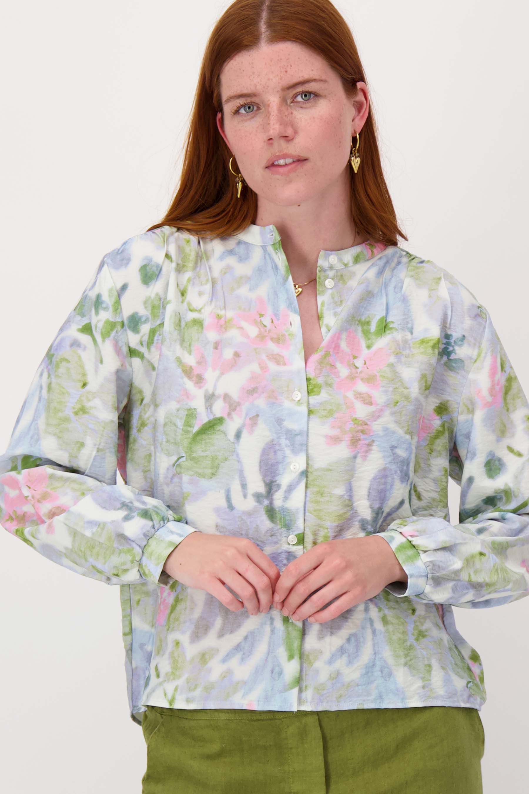 blouse zonder kraag met bloemen print
