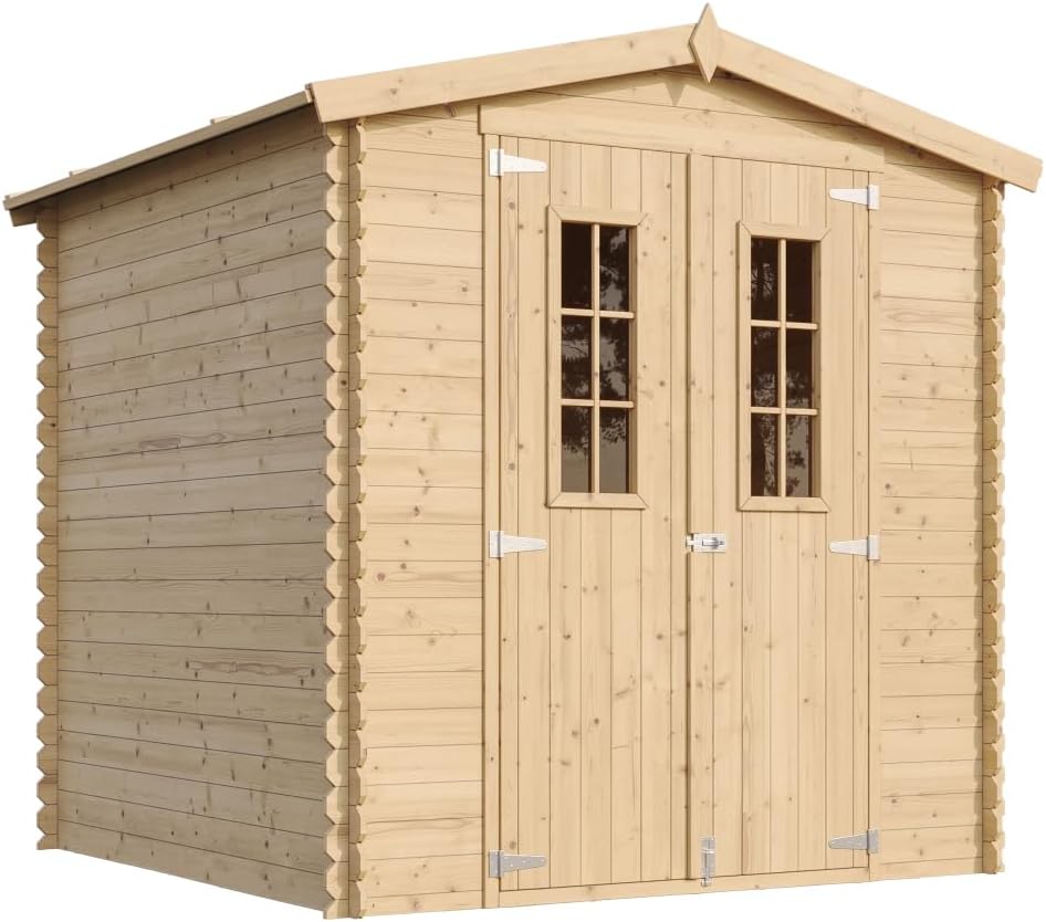 Gartenhaus Holz - Geräteschuppen Holz - Gerätehaus mit Boden Imprägnierte B216xL206xH216 cm/ 3.53 m2 - Fahrrad Schuppen - Gartenhäuser & aufbewahrung Wasserfestes Dach TIMBELA M343C+M343G