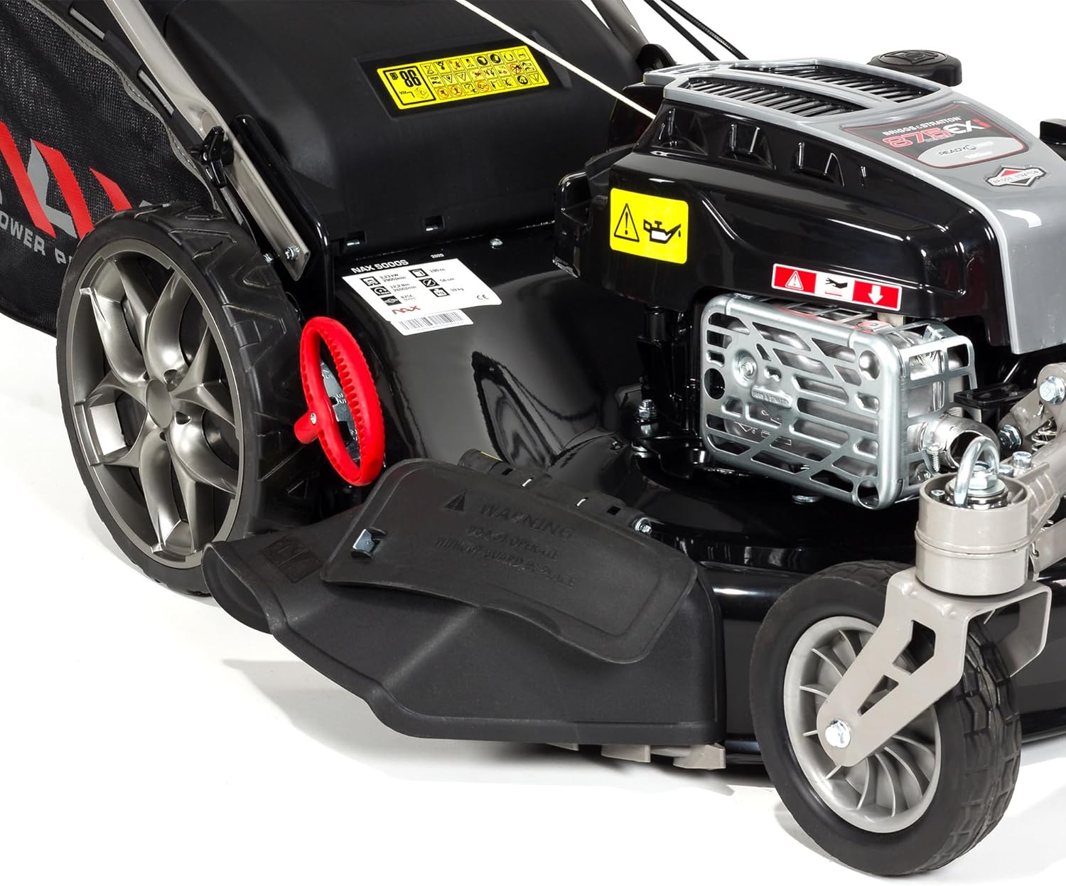 NAX POWER PRODUCTS Briggs & Stratton 5000S Moteur 875Exi Série 190 cm3 ReadyStart Largeur de coupe 56 cm Panier 75L Roues pivotantes avant Tondeuse à gazon à traction à essence