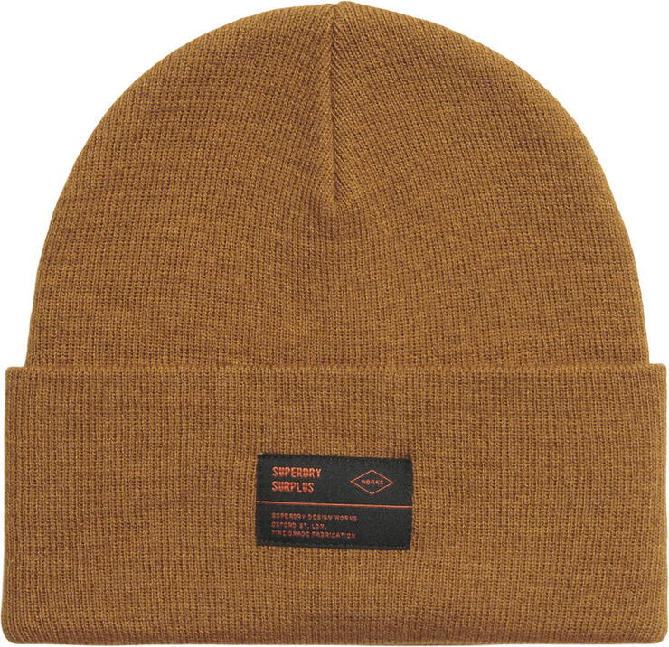 Superdry SURPLUS KNITTED BEANIE HAT Denim co tobacco brown