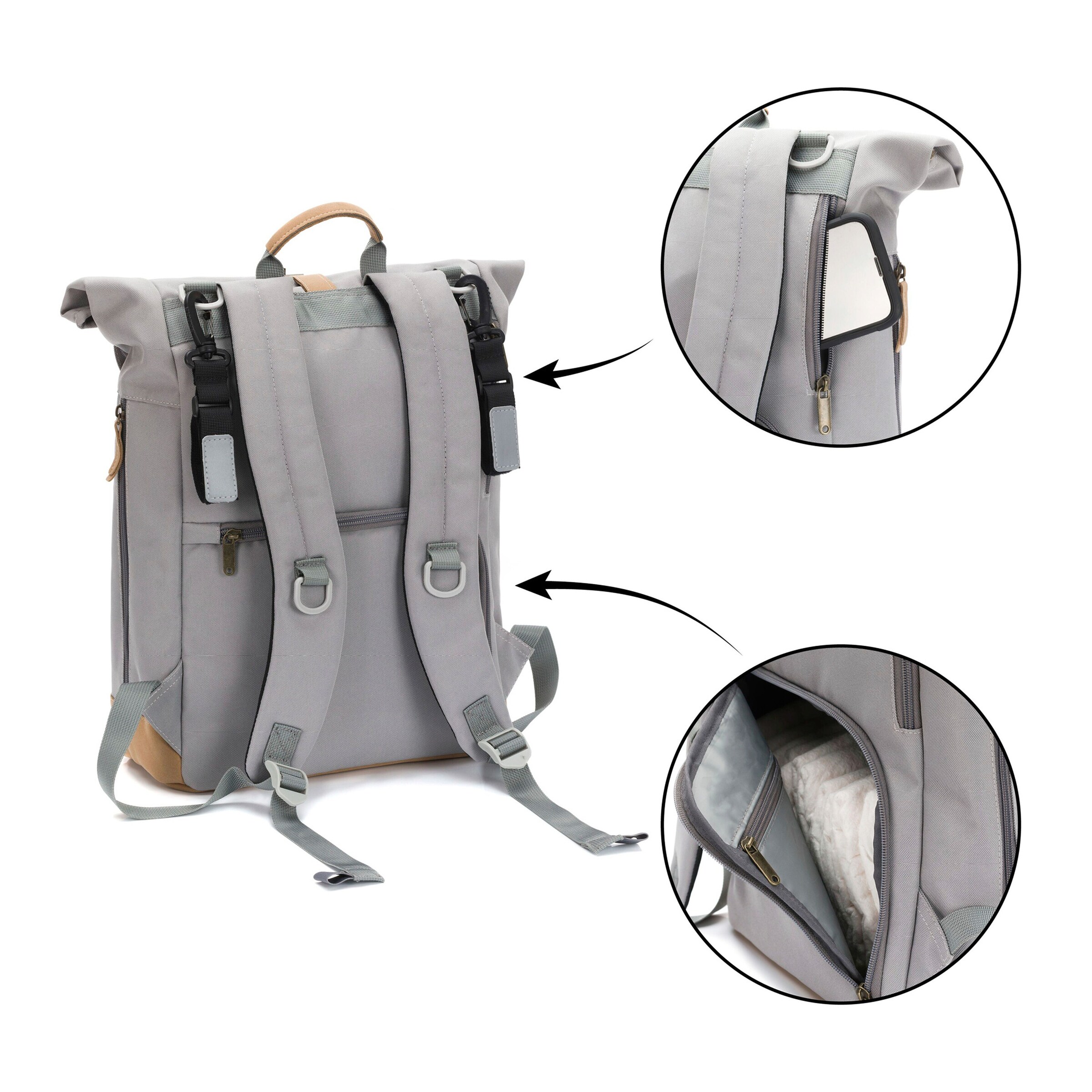Fillikid Wickelrucksack Rolltop Berlin grey