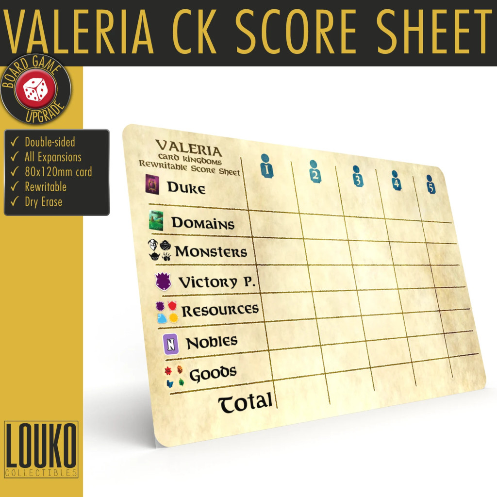 Valeria: Card Kingdoms - Feuille de score réinscriptible
