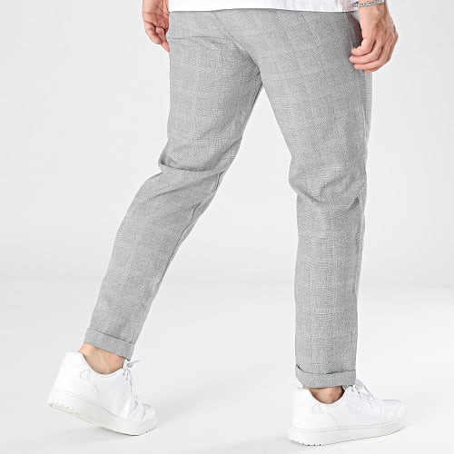 Pantalon A Carreaux Gris Chiné