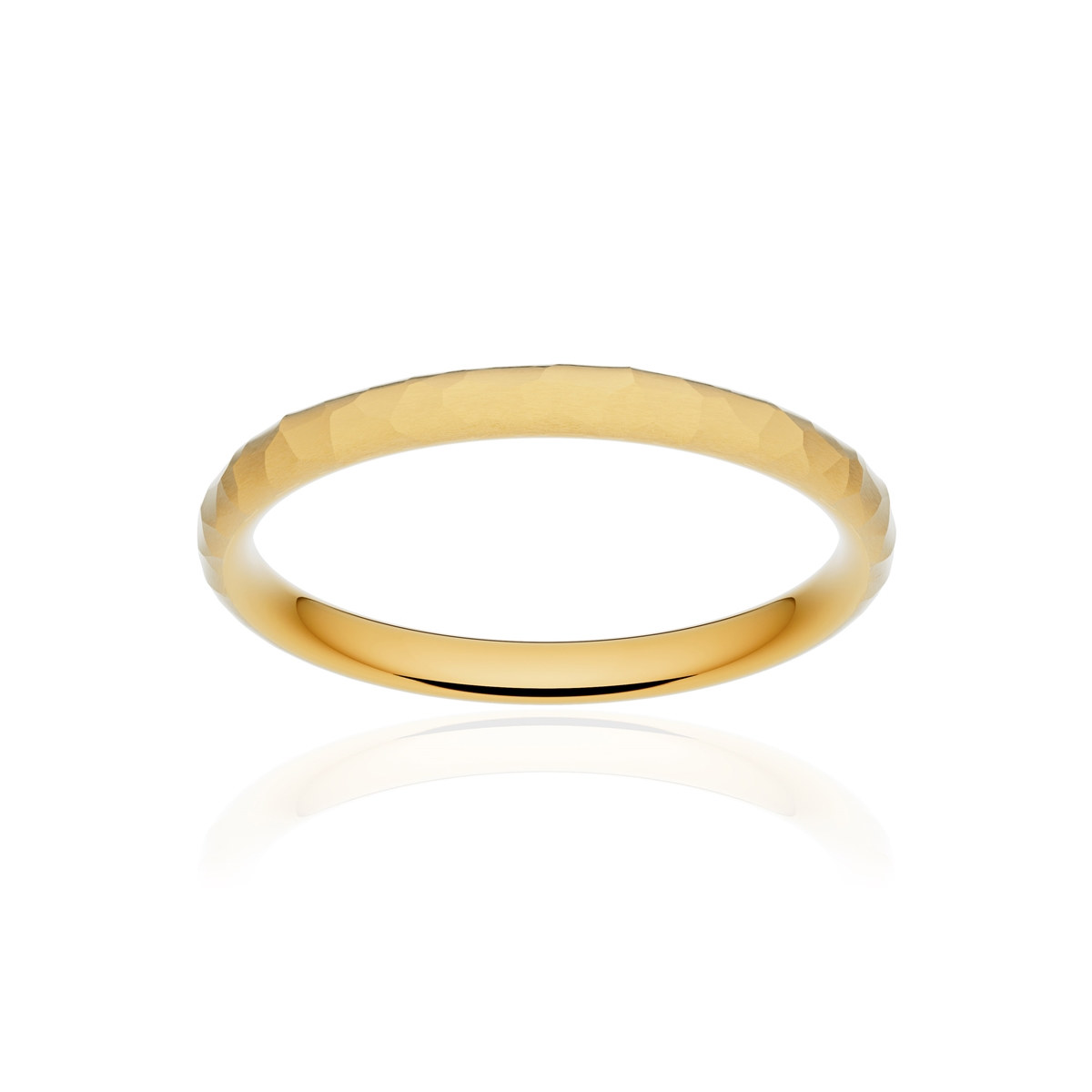 Alliance or 750 jaune martelé ruban confort 2,5mm