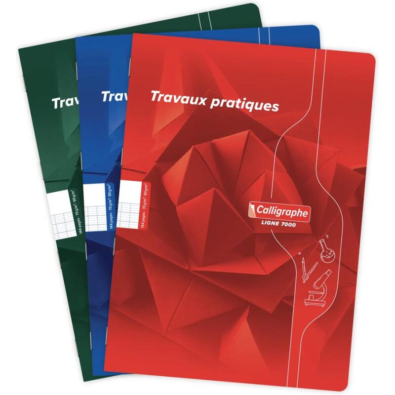 Cahier Travaux Pratiques piqué 7000 A4 144 pages grands carreaux 70 g + uni 90 g - Assortis
