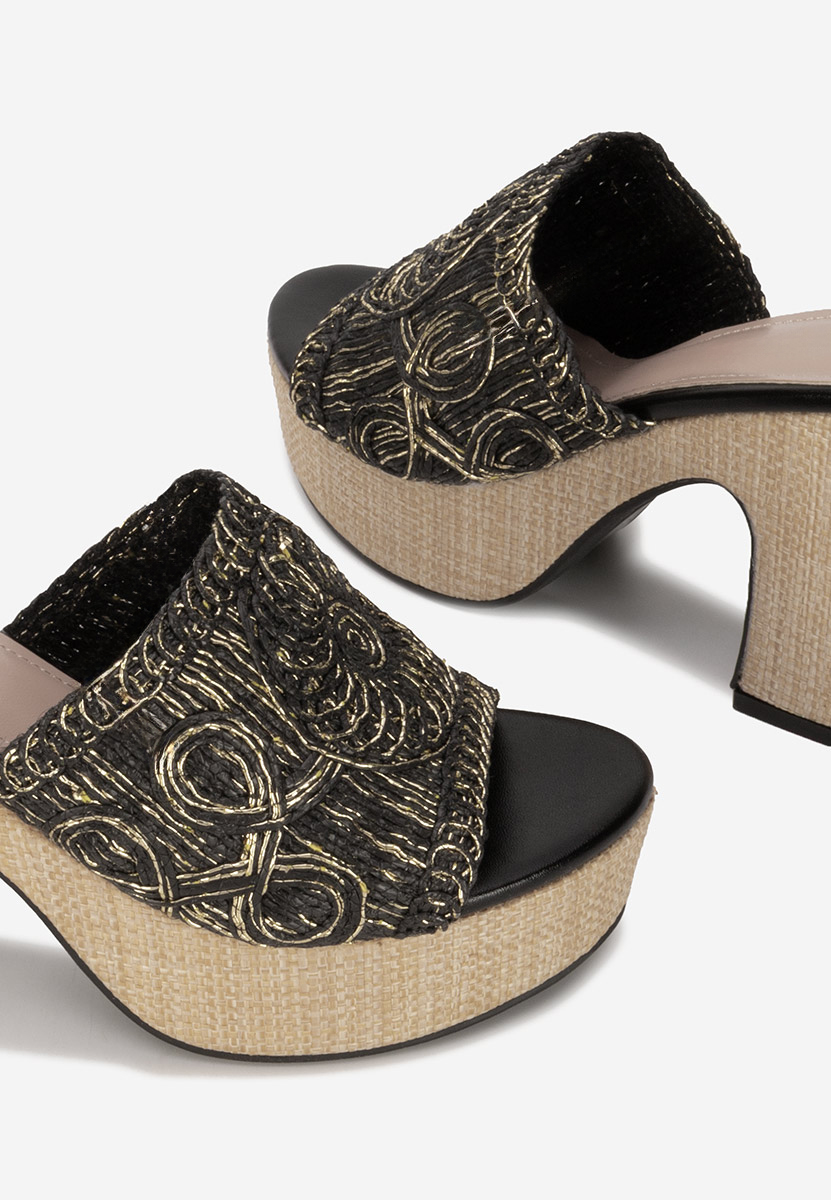Mules à talon épais noirs Rossena
