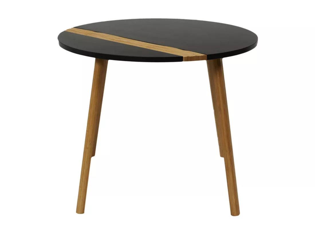 TRAZEN - Lot de 2 Tables Gigognes Noires et Relief Bambou