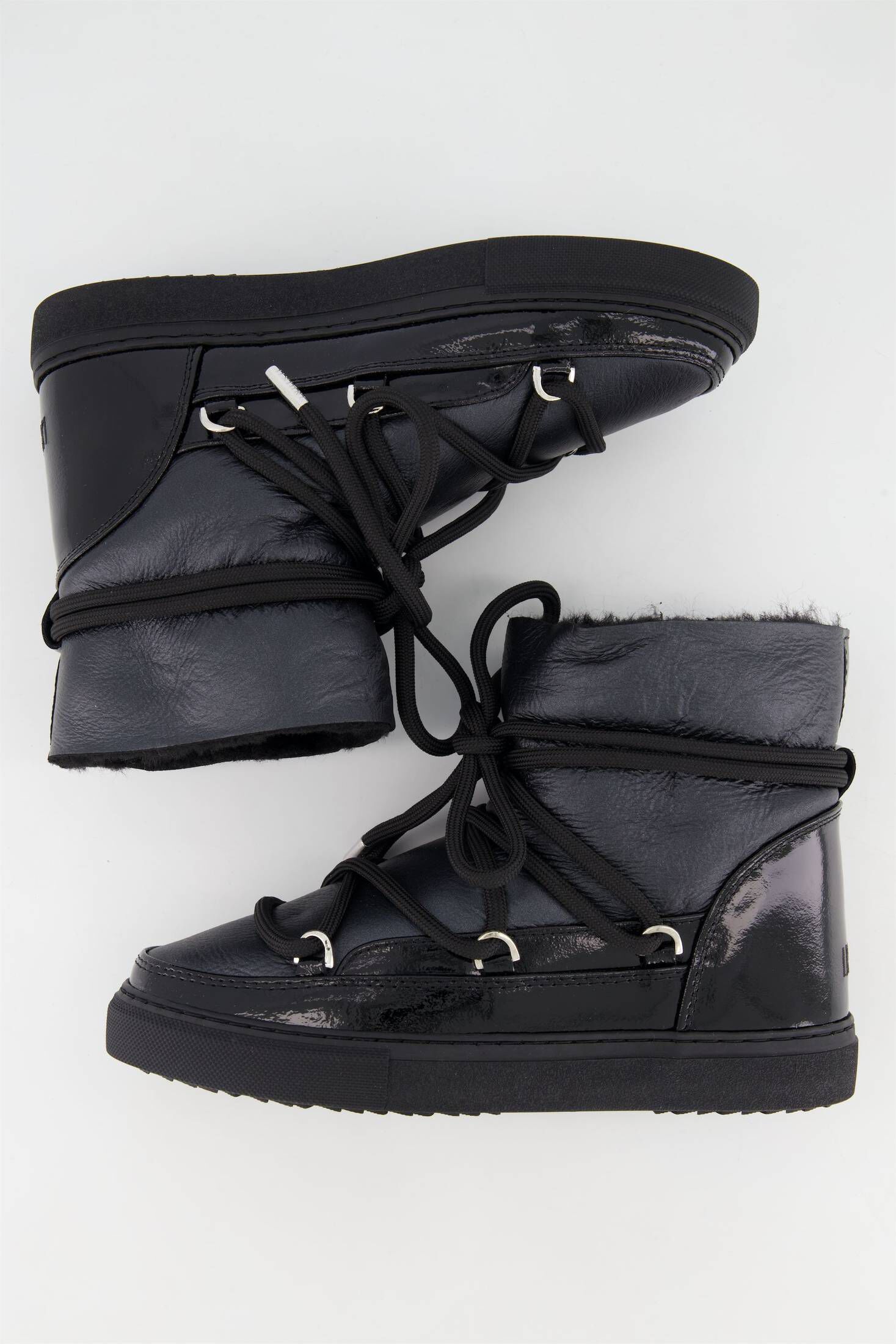 INUIKII| Damen Boots GLOSS SNEAKER BOOTS aus Leder und Lammfell