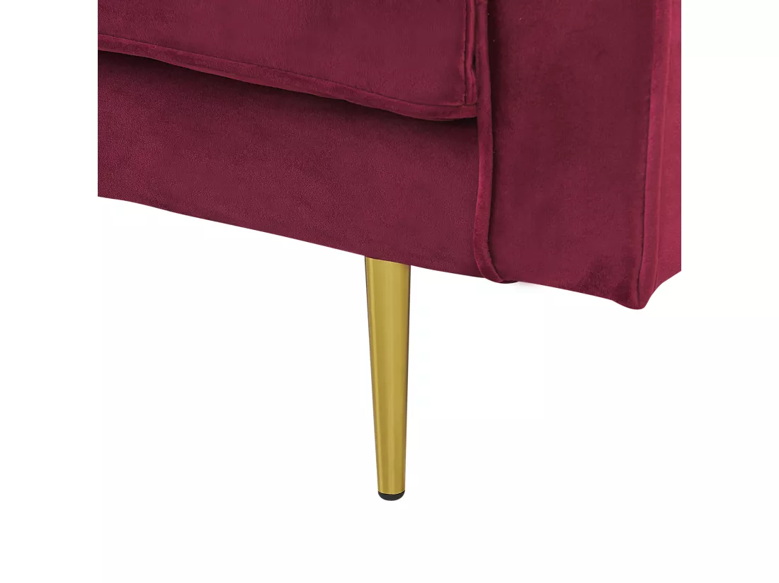 Chaise longue en velours rouge foncé côté droit MIRAMAS