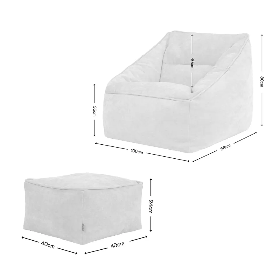icon Zitzak en Poef Natalia - Chenille Zitzak Fauteuil - Beige