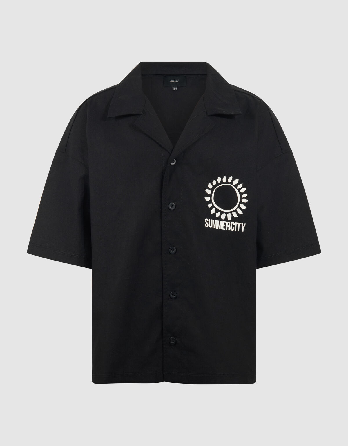 Linnen Artwork Overshirt Zwart