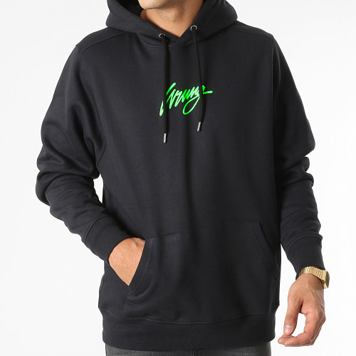 Sweat Capuche Walk Noir Vert Fluo
