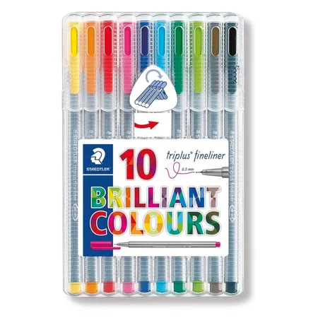 STAEDTLER® triplus Fineliner, dreikant, 0,3 mm, 10 Stück in STAEDTLER®-Box