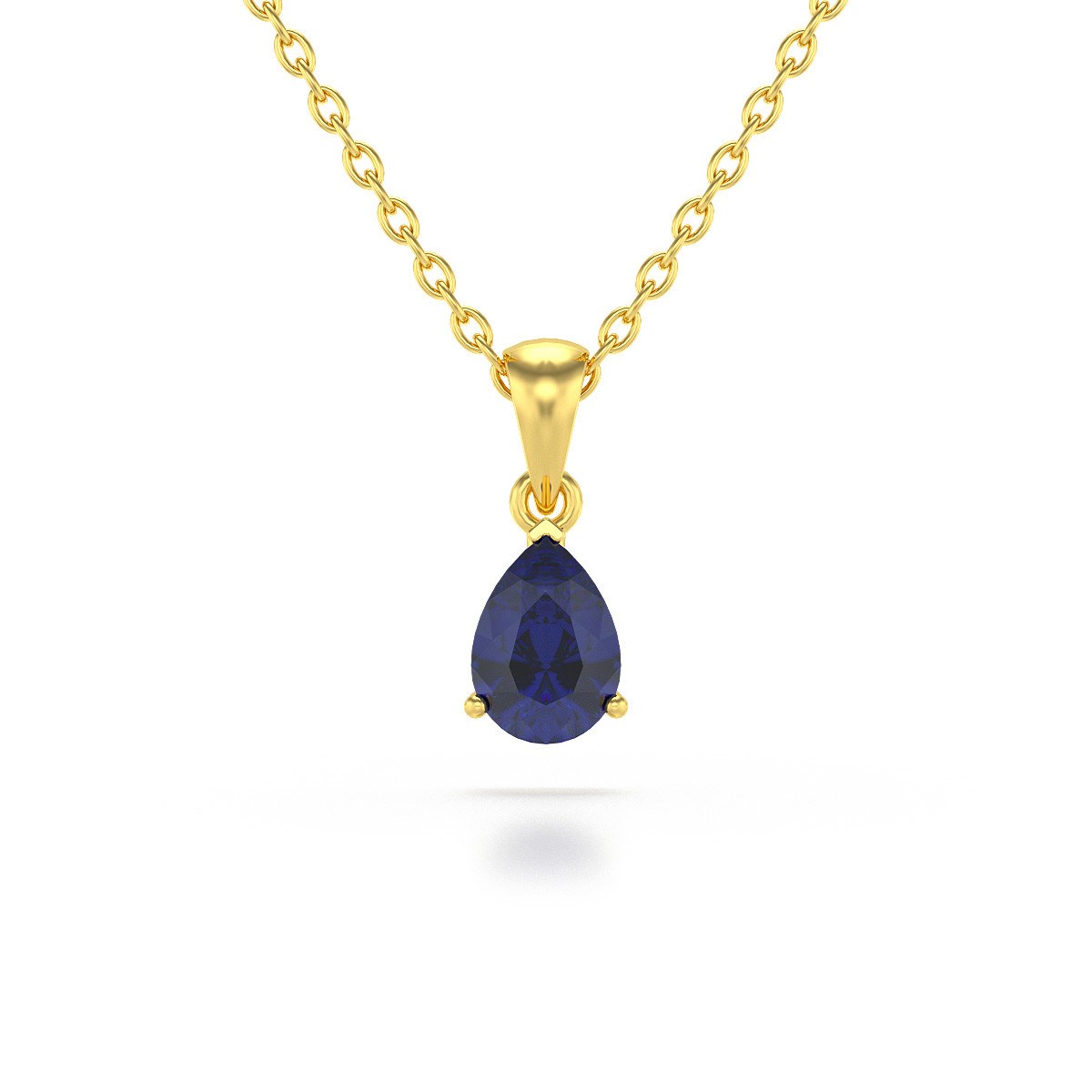 Collier Pendentif ADEN Or 585 Jaune Saphir Chaine Or 585 incluse 0.49grs