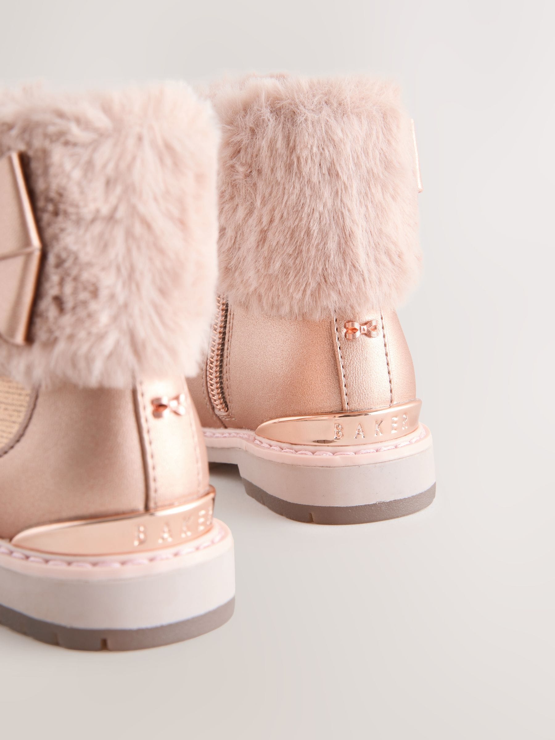 Roze - Baker by Ted Baker Girls Faux Fur Cuff Boots with Bow