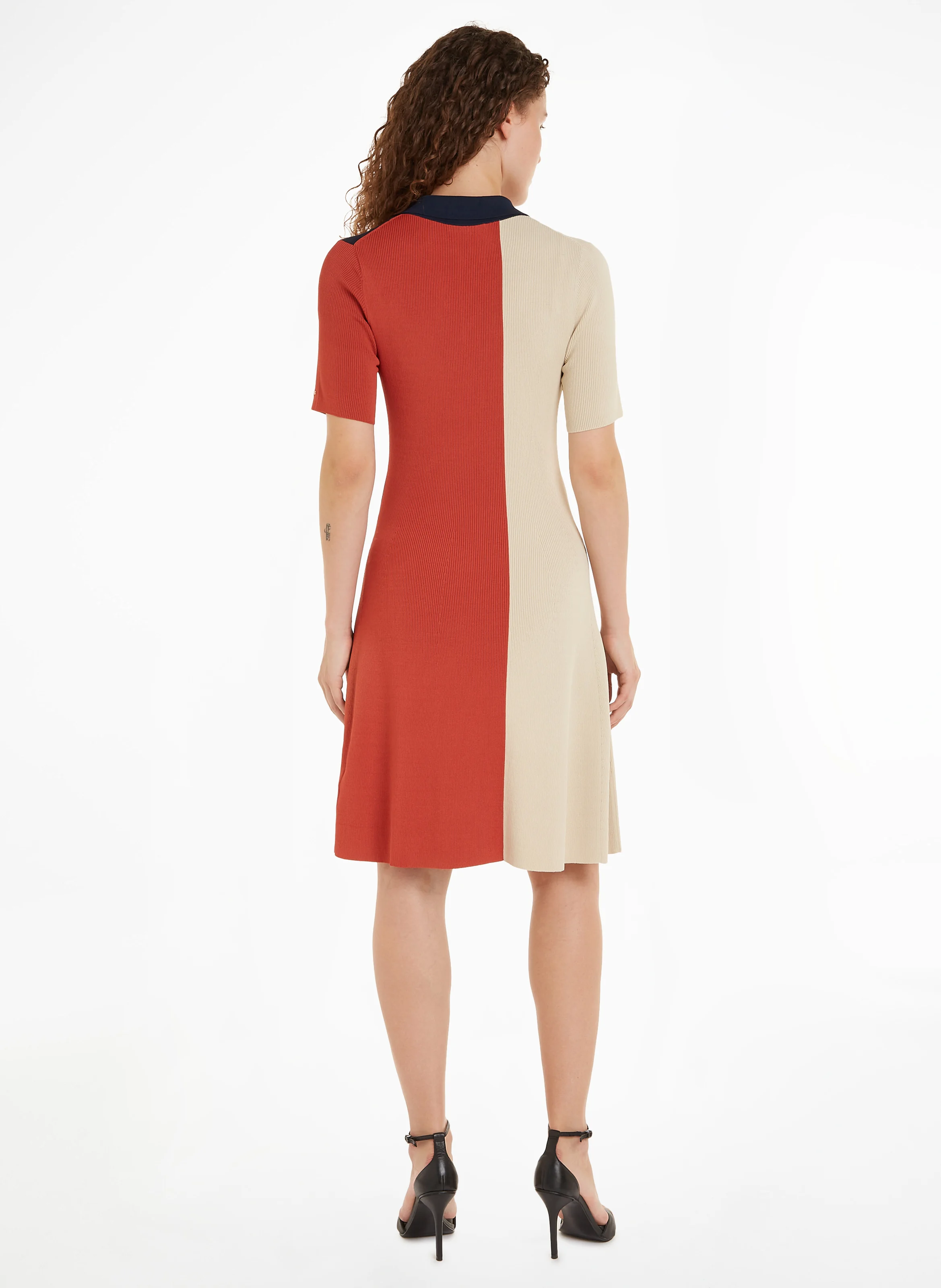Robe midi droite col polo | Bleu