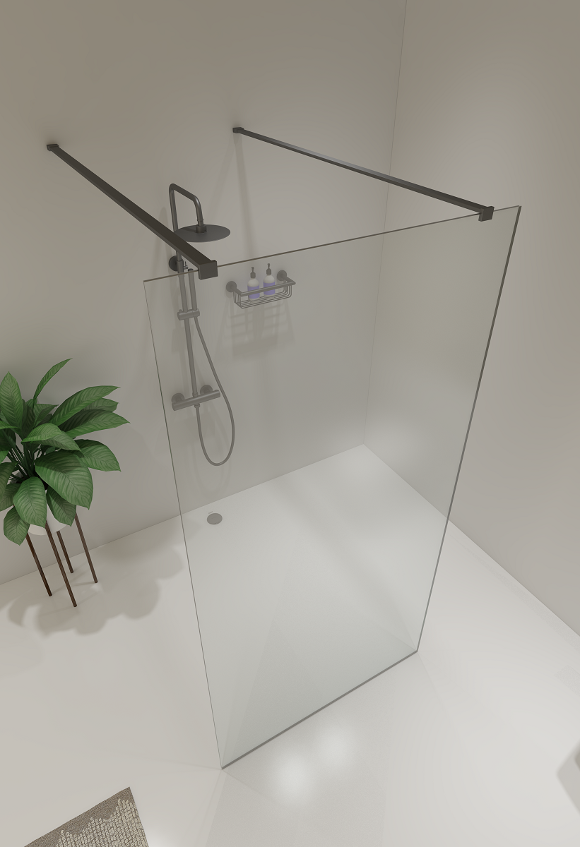 Saniclear Redro vrijstaande douchewand 90x200cm verouderd ijzer - gunmetal