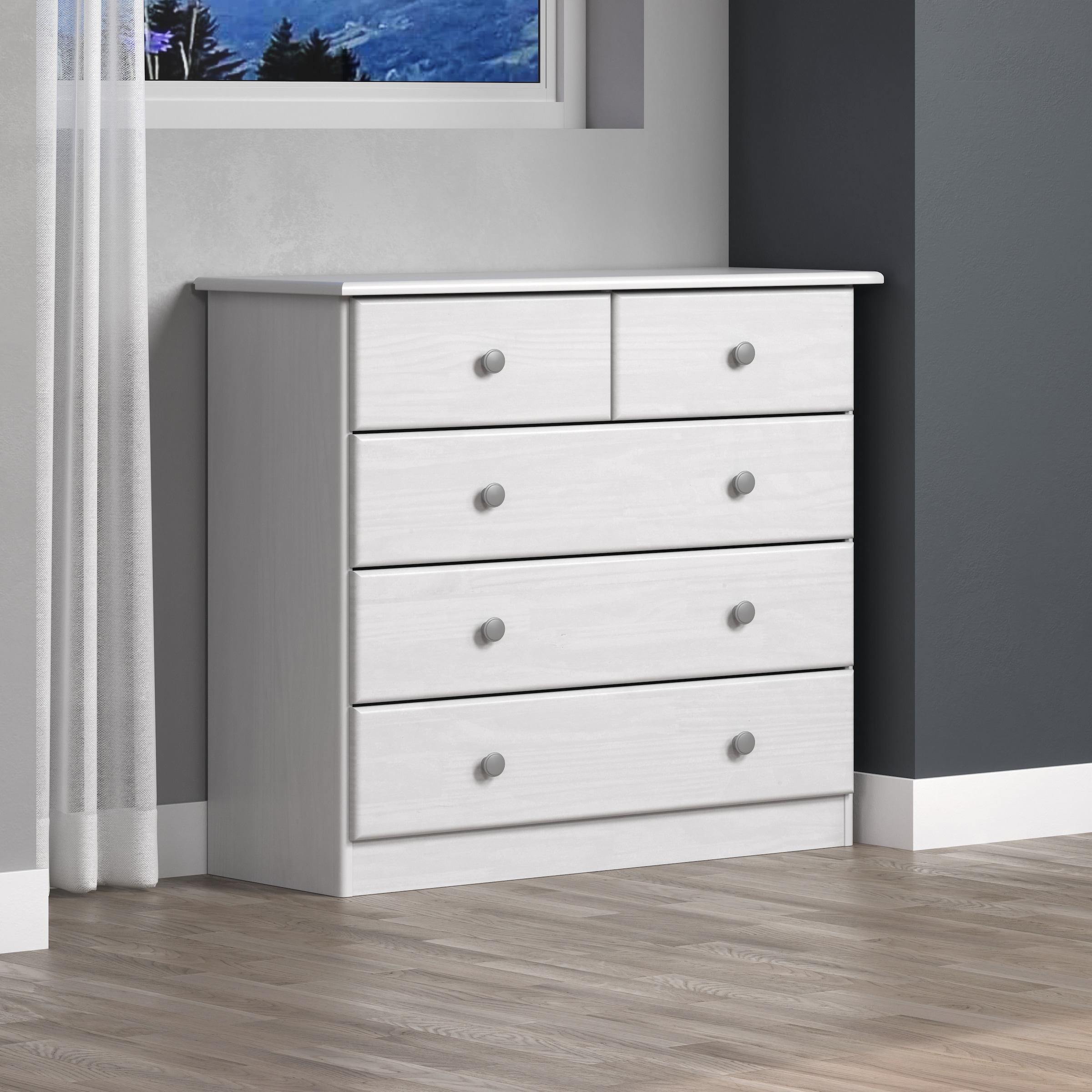 Home affaire Schubkastenkommode »Delsbo Kommode Wäscheschrank Beistellschrank Schrank Bestseller« Landhaus Design aus Kiefernholz, 1 Stk. tlg. Massivholz Sideboard mit 5 Schubladen - Metall-Knopfgriffe