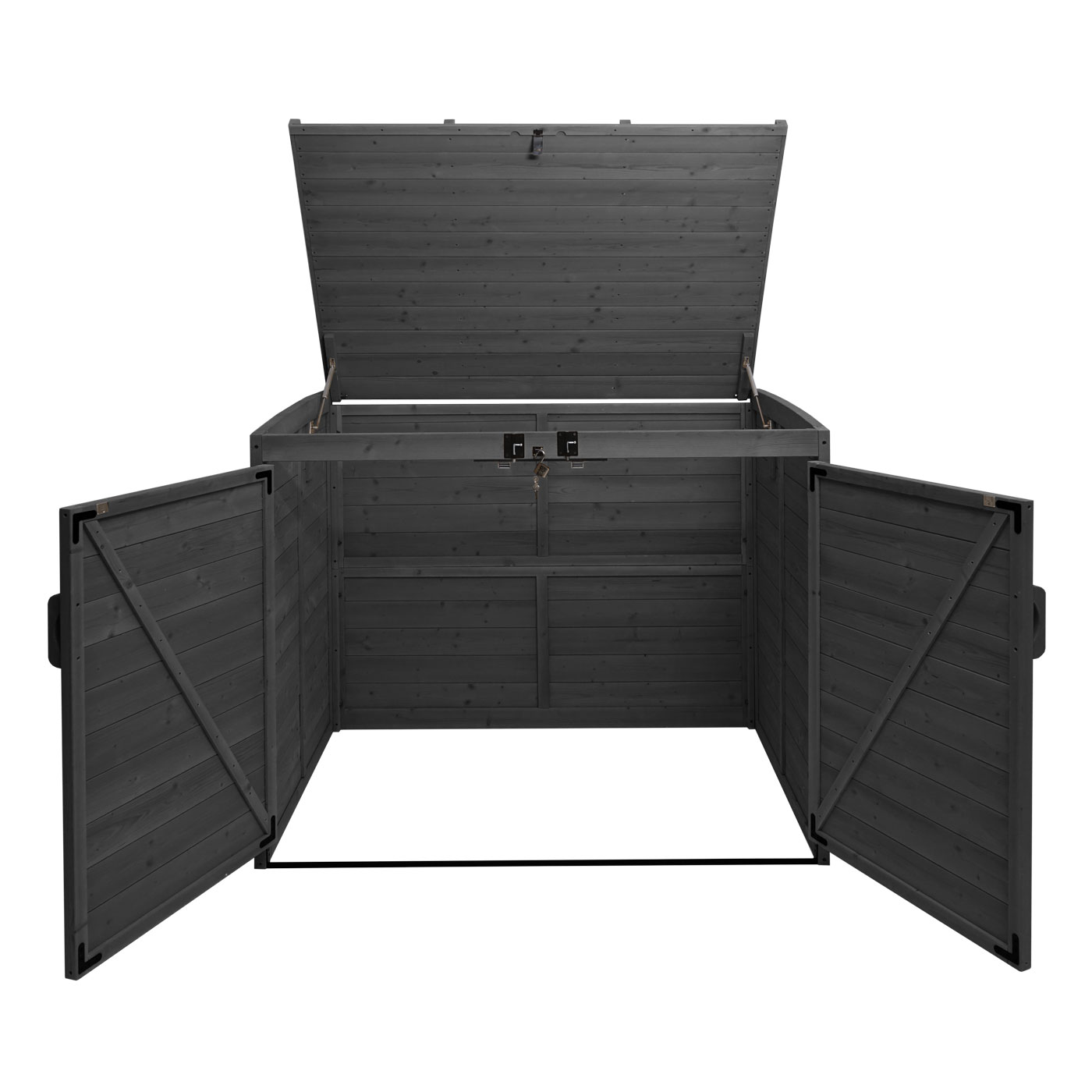 XL 2er-/4er-Mülltonnenverkleidung MCW-H75b, Mülltonnenbox, erweiterbar 138x138x105cm Holz MVG-zertifiziert ~ anthrazit
