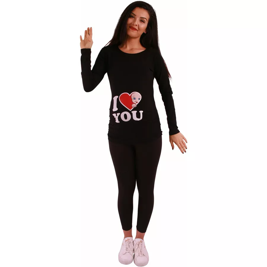 M.M.C. Umstandslangarmshirt I Love You mit Motiv Schwarz