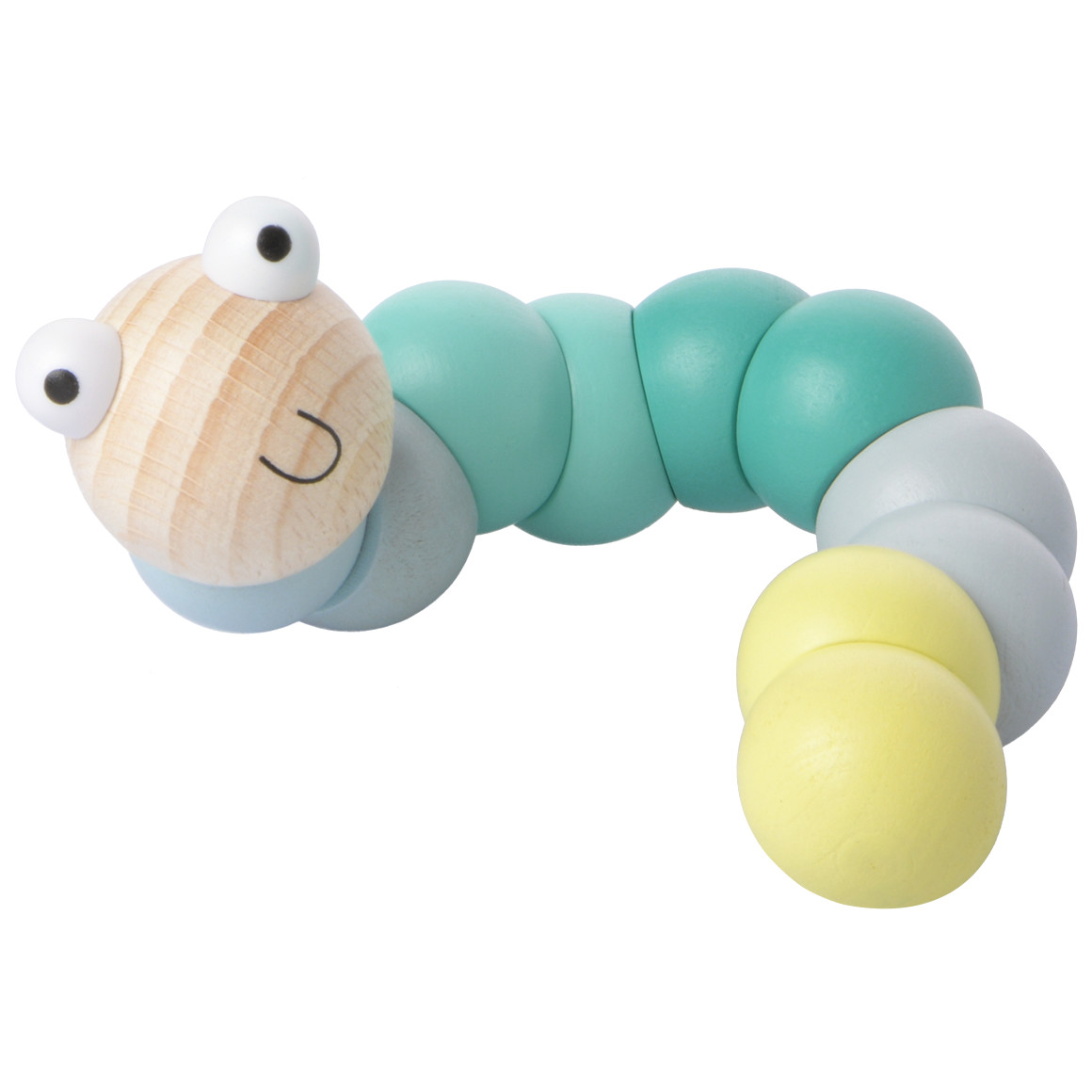 Topomini Baby Greifling Raupe aus Holz blau / bunt