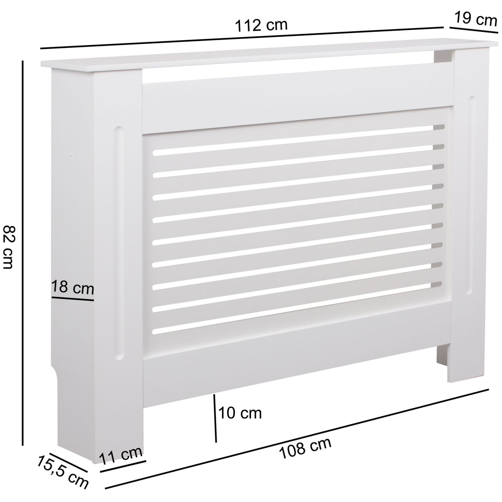 Heizkörperverkleidung - weiß - 112 cm