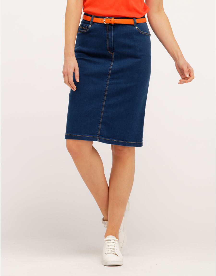 Jupe en denim bleu brut