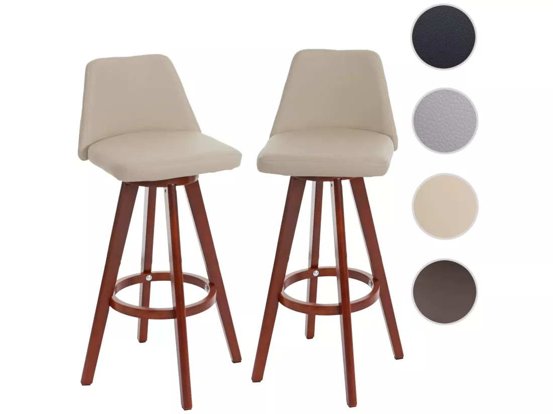 Tabouret de bar MCW-C43 (lot de 2), crème