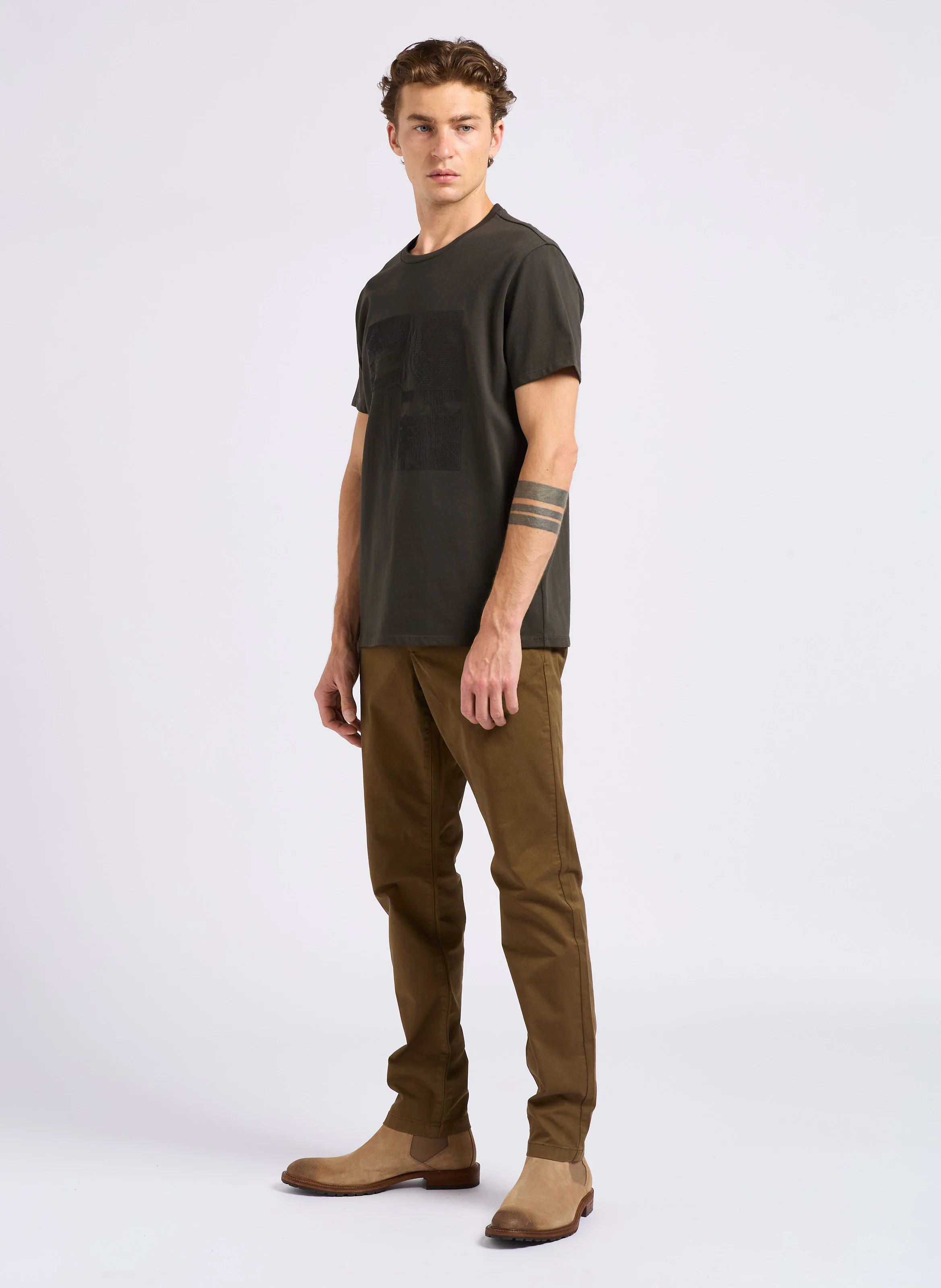 Pantalon slim en coton mélangé | Marron