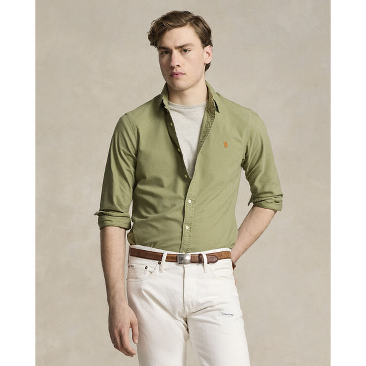 Polo Ralph Lauren Slim Fit Garment-Dyed Oxford Shirt Sage green