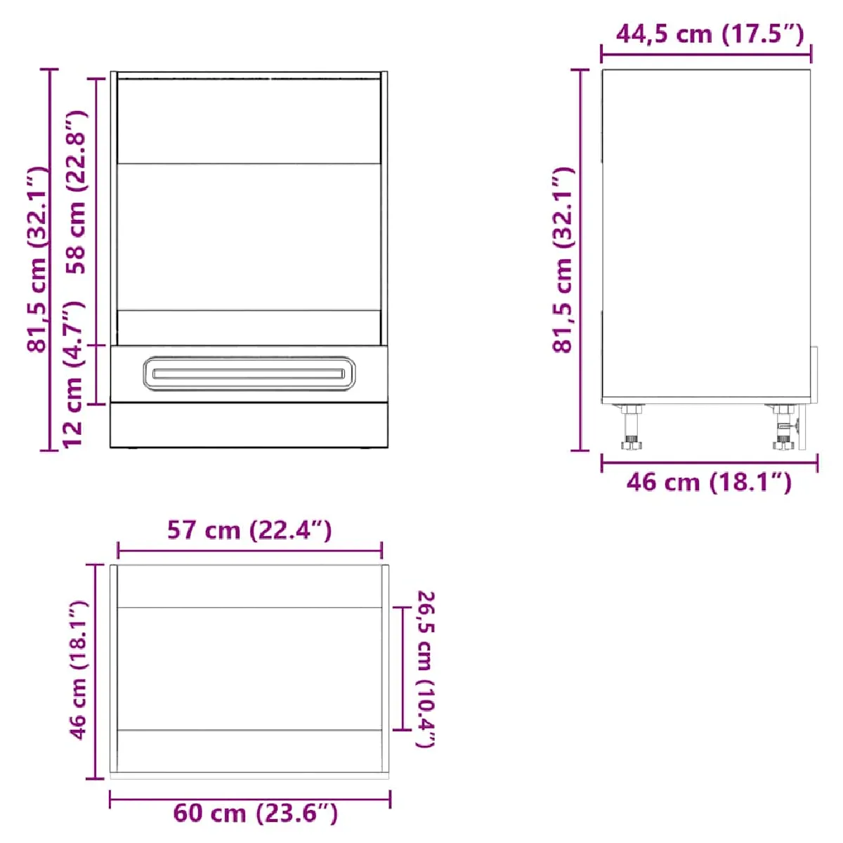 VidaXL Armoire à Four Kalmar - Gris Béton