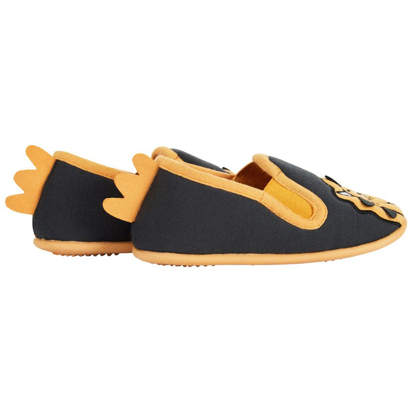 Chaussons bas bicolores dinosaure pour garçon - Noir