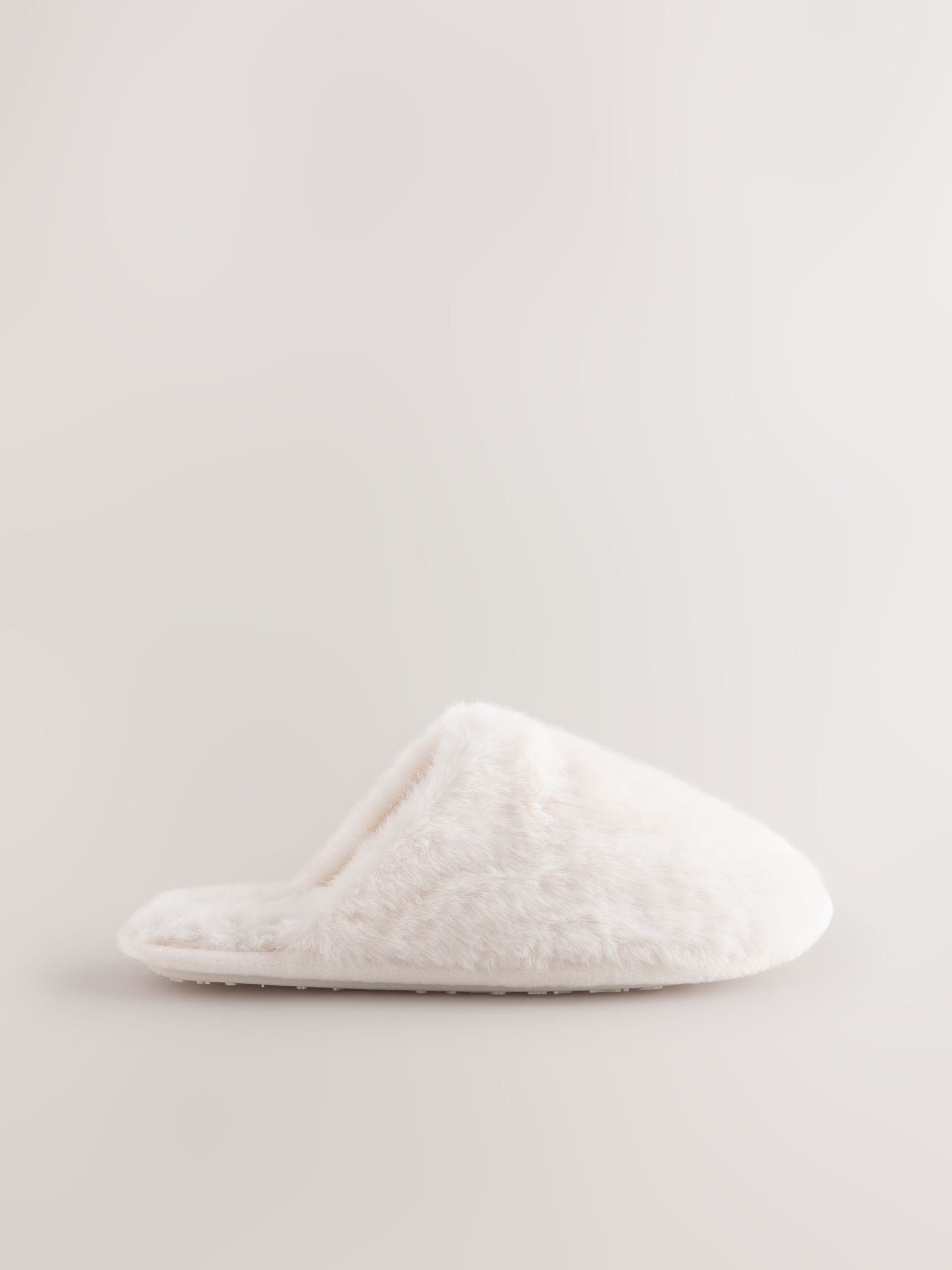 Ecru - Pantoffels met imitatiebont