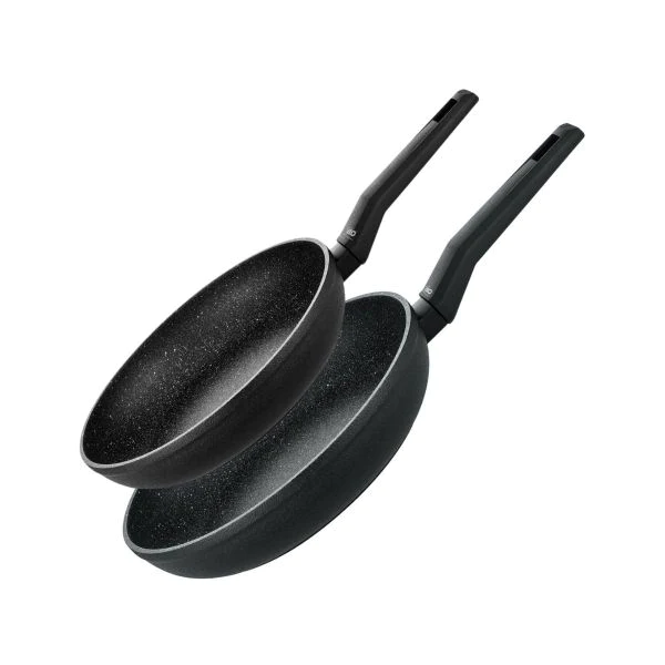 Lot de 2 poêles à frire de 24 cm et 28 cm en aluminium forgé Granit So