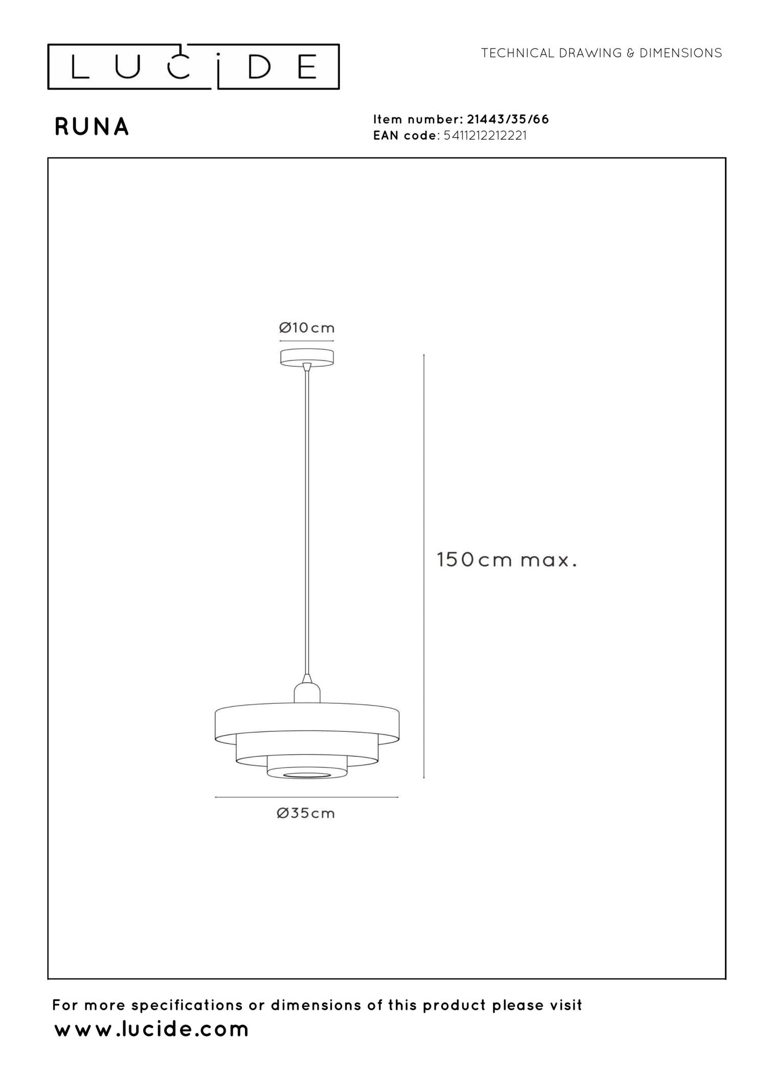 Lucide RUNA Hanglamp - Roze