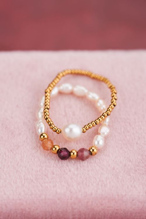Stretch ringen set met parels & kralen