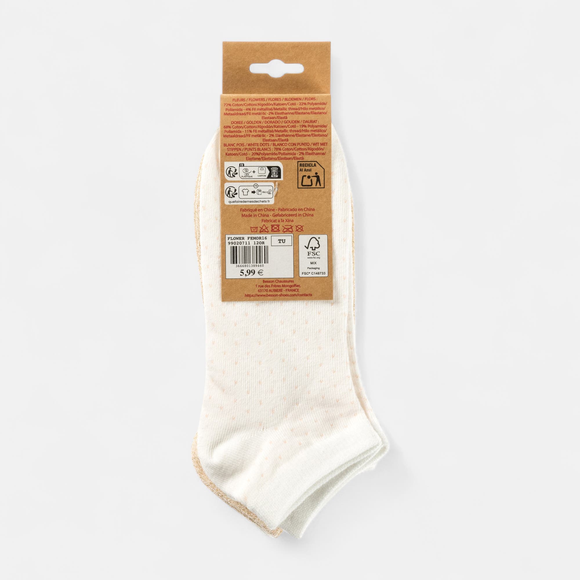 Chaussettes Femme or