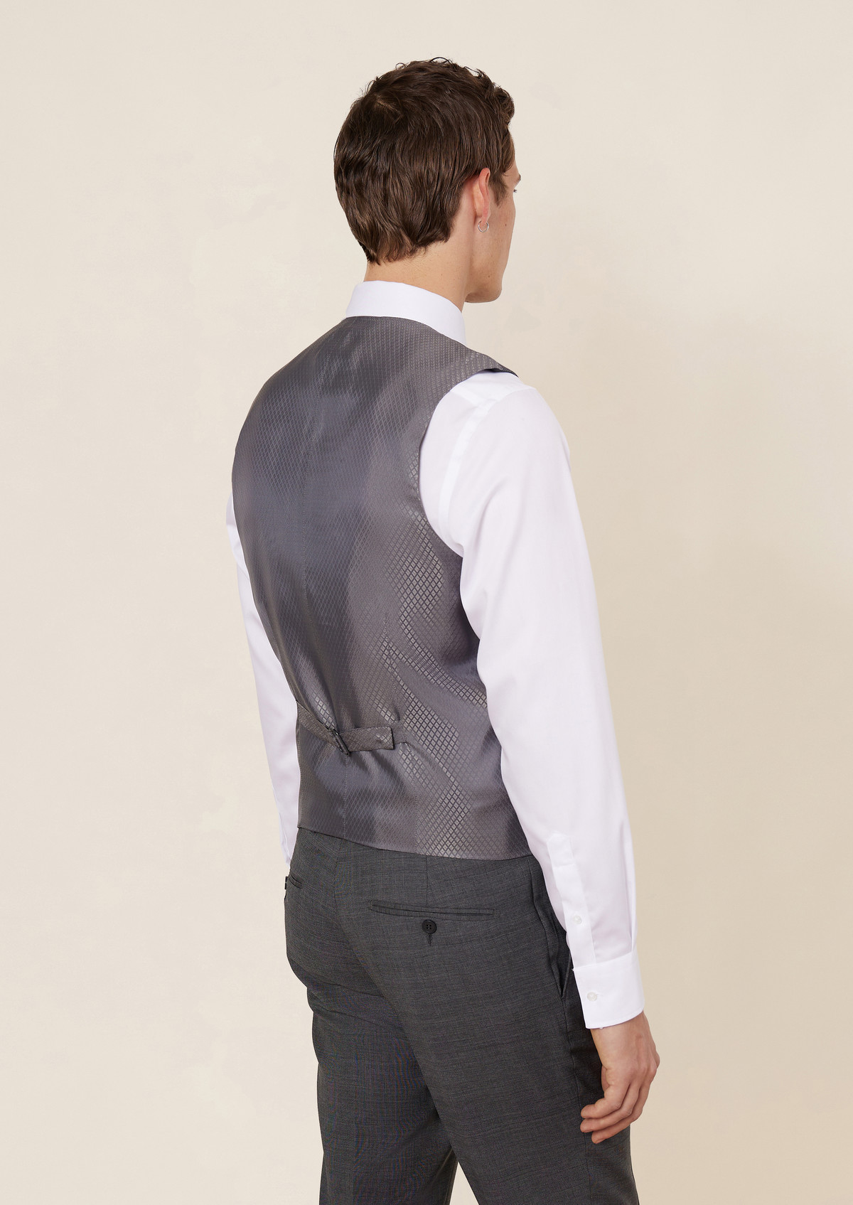 Gilet de costume en laine grise Prince de Galles