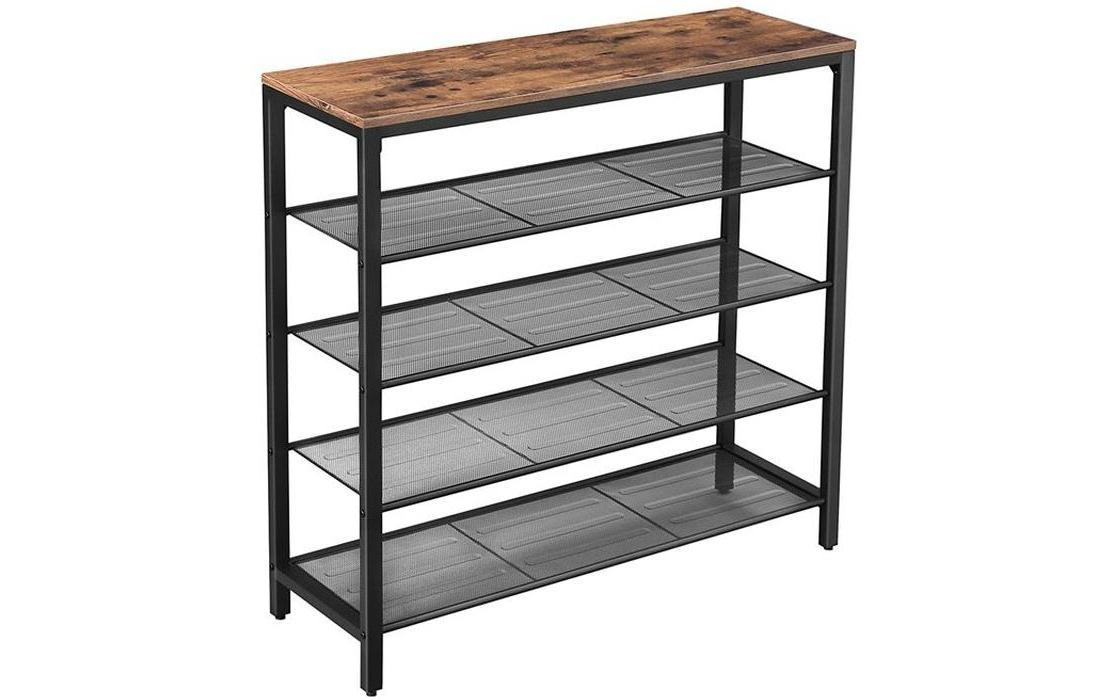 Schuhregal mit 4 Ablagen 100 x 92.5 cm, Braun/SchwarzSchuhgestell
