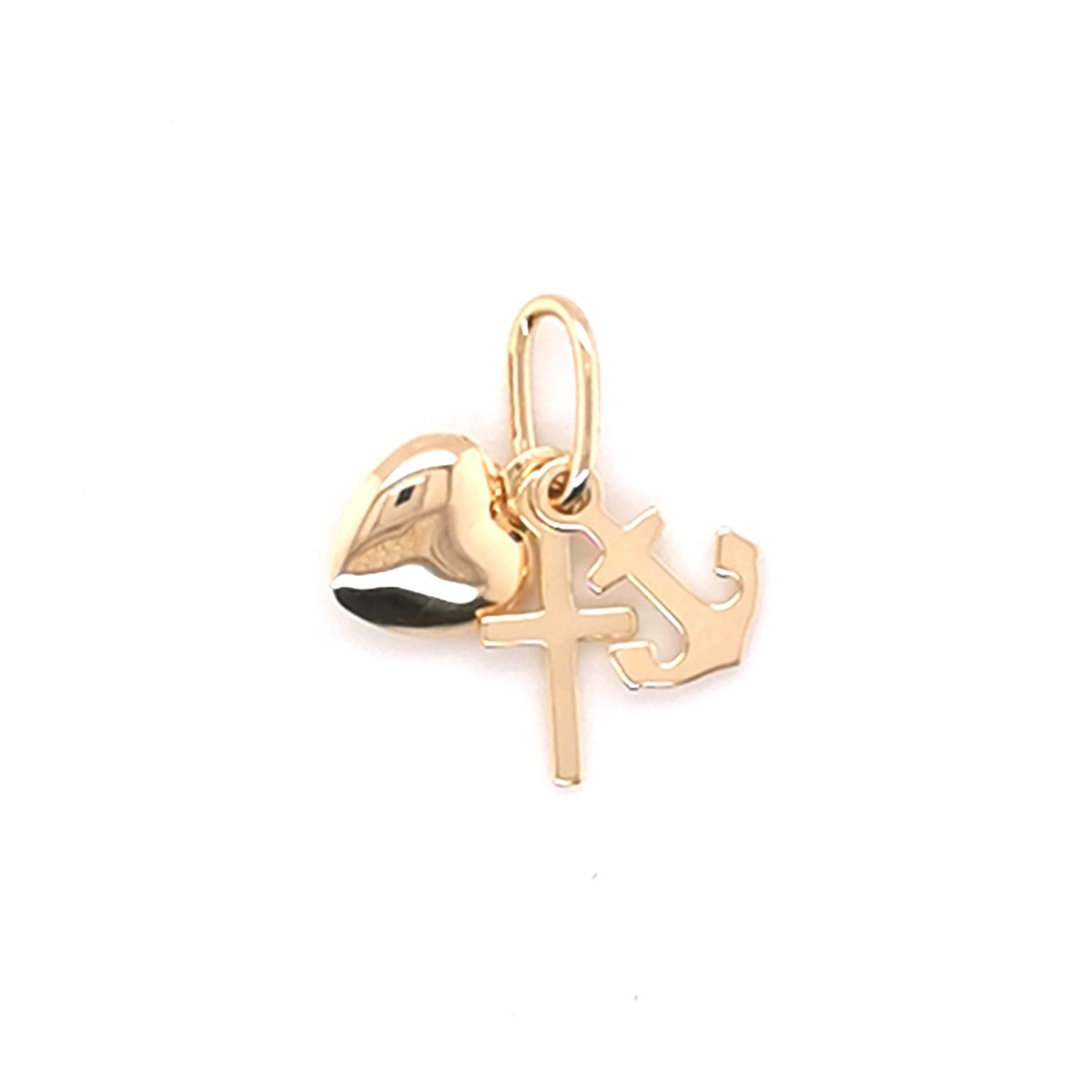Pendentif Coeur Croix Ancre or 18 caratscroix camarguaise