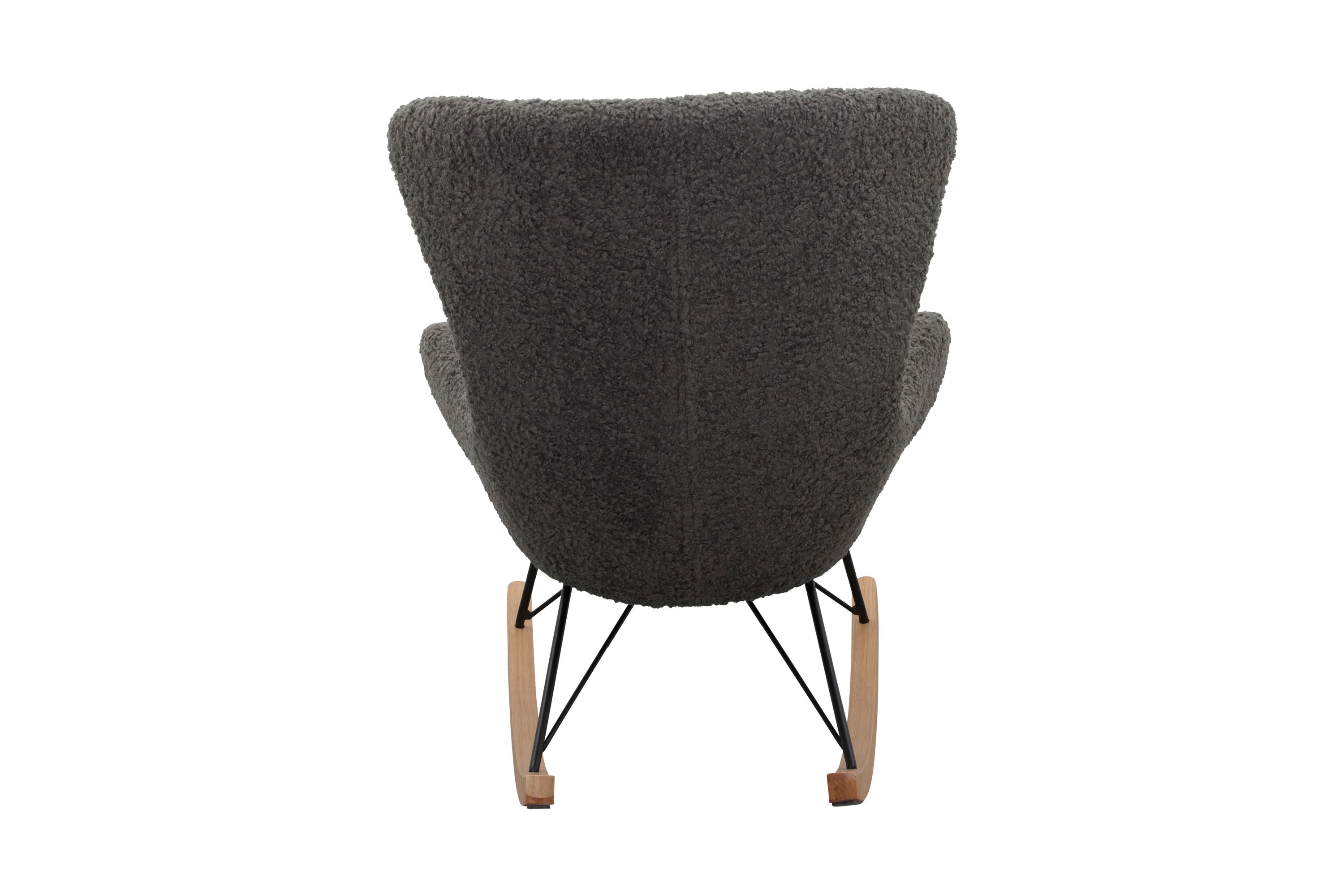 Schaukelstuhl Teddyfell Dunkelgrau Relaxsessel Polstersessel Loungesessel