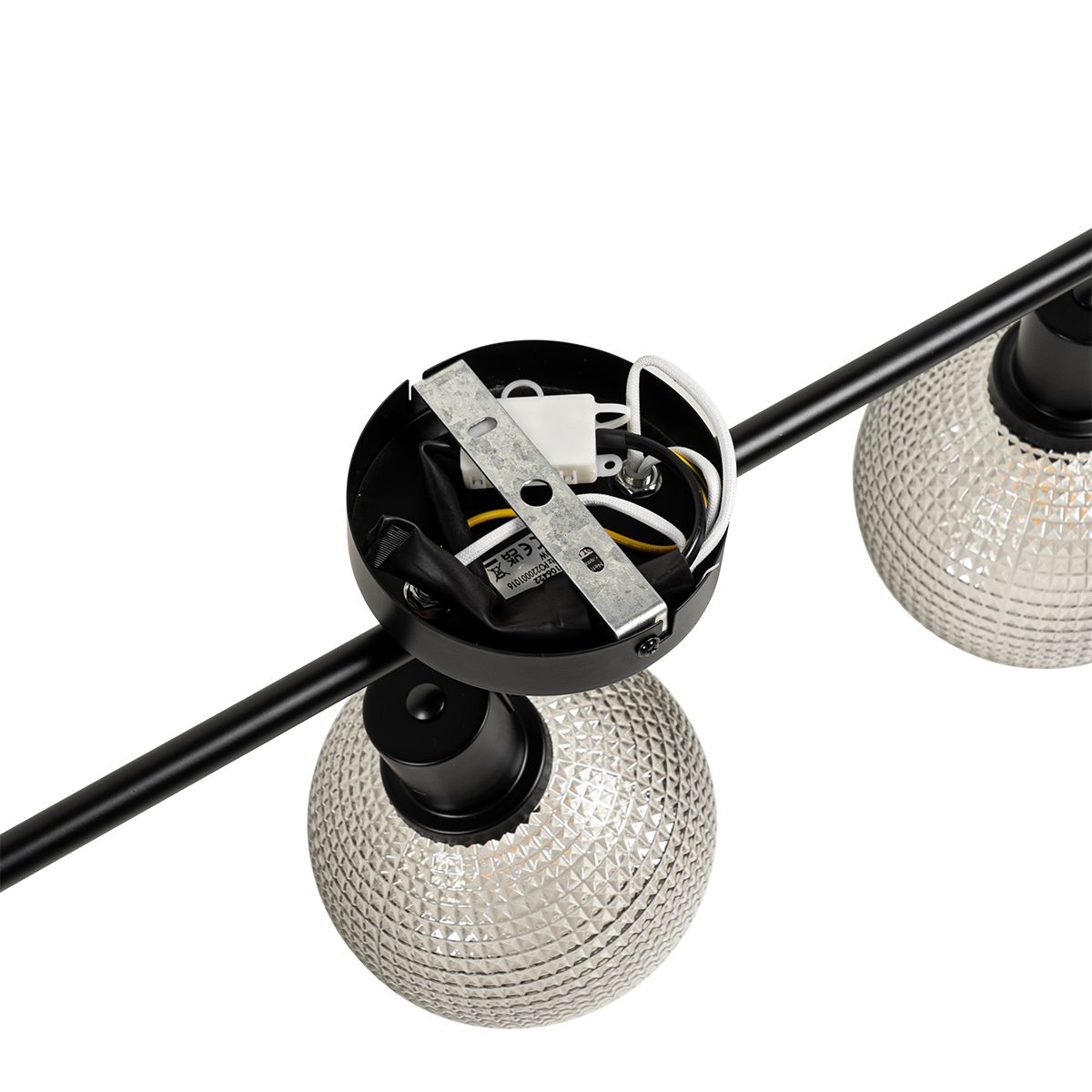 Design spot zwart met smoke glas 3-lichts - Chico